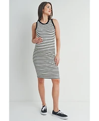 Hello Miz Maternity Striped Bodycon Sleeveless Scoop Neck Dress