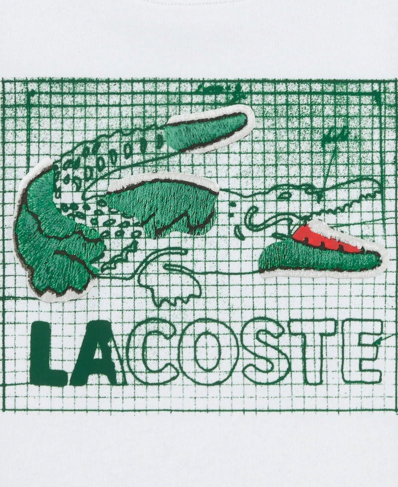 Lacoste Boys' 10-16 Textured Graphic Print Crewneck T-Shirt