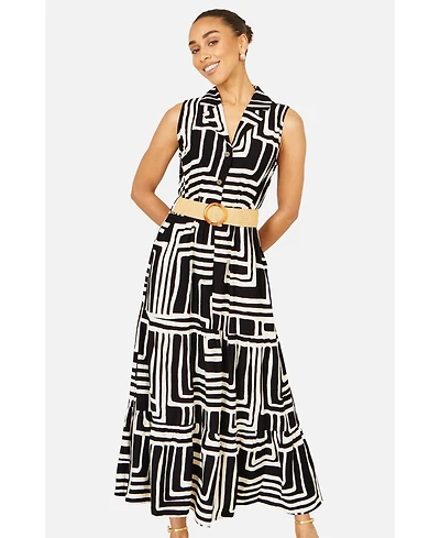 Yumi Women's Geo Print Midi Shirt Dress