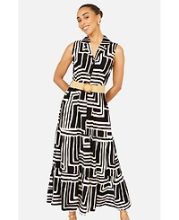 Yumi Women's Geo Print Midi Shirt Dress