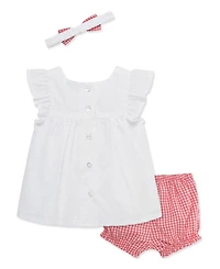 Little Me Baby Girls' Strawberry Print Top, Shorts and Headband, 3-Piece Set