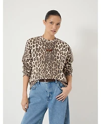 Hush Women's Astra Leopard Print Cotton Sweatshirt