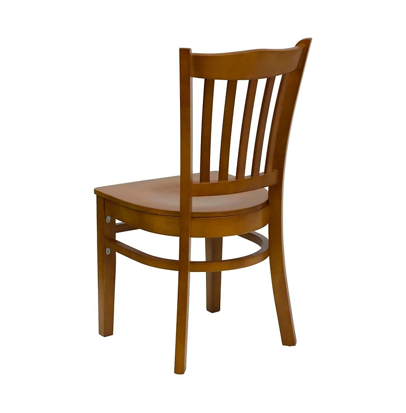 Emma+Oliver 2 Pack Vertical Slat Back Wooden Restaurant Chair