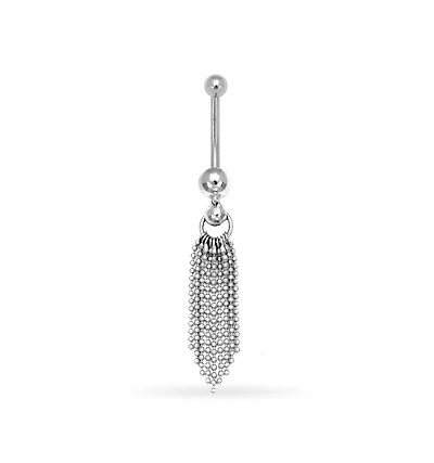 Curata Jewelry Solid 14K Gold Bead Tassel Belly Ring Body