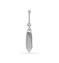 Curata Jewelry Solid 14K Gold Bead Tassel Belly Ring Body