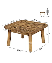Tribesigns 31.5" Solid Wood Square Coffee Table, Farmhouse Center Table with Rounded Corners, for Living Room, Office, Apartment, Small Places
