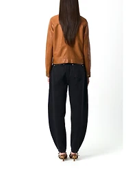 Velez Women's Kalahari Genuine Leather Semi-Fitted Silhouette Trucker Jacket