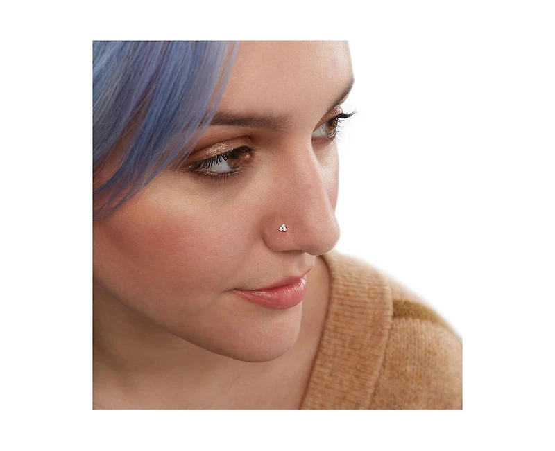 Curata Jewelry Cubic Zirconia Three Stone Nose Ring