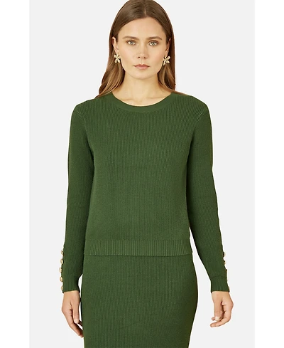 Yumi Women's Sleeve Button Detail Jumper