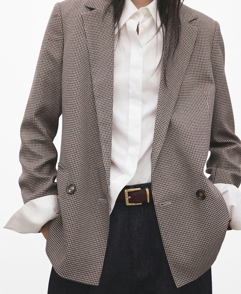 Mango Women's Double-Breasted Micro-Houndstooth Jacket