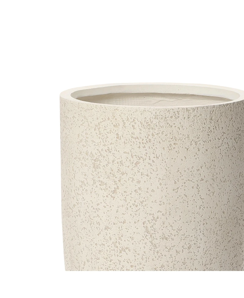 LuxenHome 23.5" Tall Round Tapered Planter, Travertine Stone Finish, Indoor/Outdoor Garden Pot