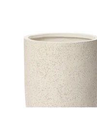 LuxenHome 23.5" Tall Round Tapered Planter, Travertine Stone Finish, Indoor/Outdoor Garden Pot