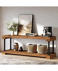 Tribesigns Solid Wood Tv Stand for 75-Inch Tv, 63" Entertainment Center with Storage Shelf, Industrial Media Console Table