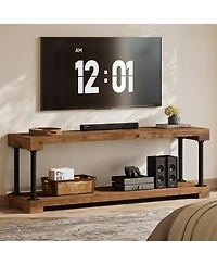Tribesigns Solid Wood Tv Stand for 75-Inch Tv, 63" Entertainment Center with Storage Shelf, Industrial Media Console Table
