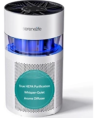 SereneLife Portable Air Purifier, Small Air Cleaner with Aroma Box, Ambient Light, 2-Speed, Timer, Sleep Mode.