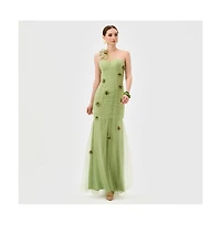 Bariano Women's Karoline One Shoulder Tulle Gown