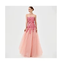Bariano Women's Poppi Strapless Floral Gown