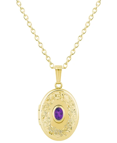 Macy's Created Sapphire (5/8 ct. t.w.) Pendant Necklace 14k Yellow Gold-Plated Sterling Silver (Also Available Multi-Stones)