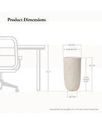 LuxenHome 22.72" Tall Round Tapered Planter, Travertine Stone Finish, Indoor/Outdoor Garden Pot