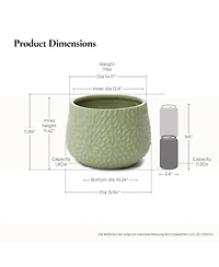 LuxenHome Leaf Embossed MgO Planter, 16.5" Textured Pot for Outdoor & Indoor