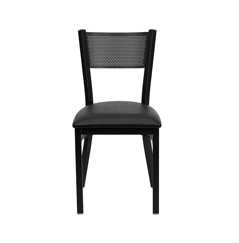 Emma+Oliver Grid Back Metal Restaurant Dining Chair