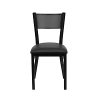 Emma+Oliver Grid Back Metal Restaurant Dining Chair