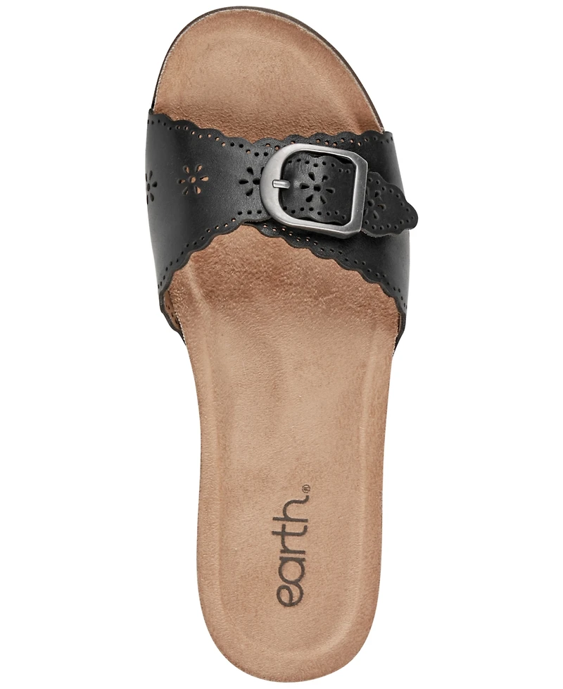 Earth Women's Haisly Leather Buckle Band Block Heel Sandals