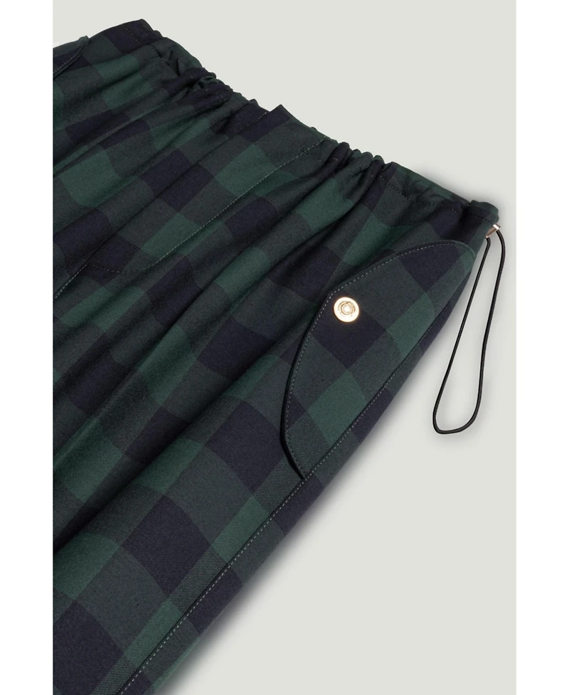 Nocturne Women's Emerald Check Drawstring Wide-Leg Pants