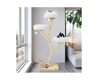 Aostirmotor 70" Cat Tower, 4-Layer Activity Tree with 3 Perches & Hanging Balls for Indoor Cats