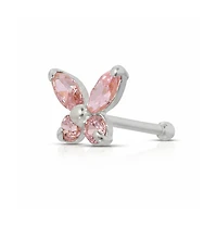 Curata Jewelry Solid 14k Gold 20g Cubic Zirconia Butterfly Nose stud