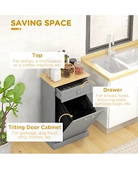 Homcom Kitchen Tilt Out Trash Bin Cabinet, Free Sding Recycling Cabinet