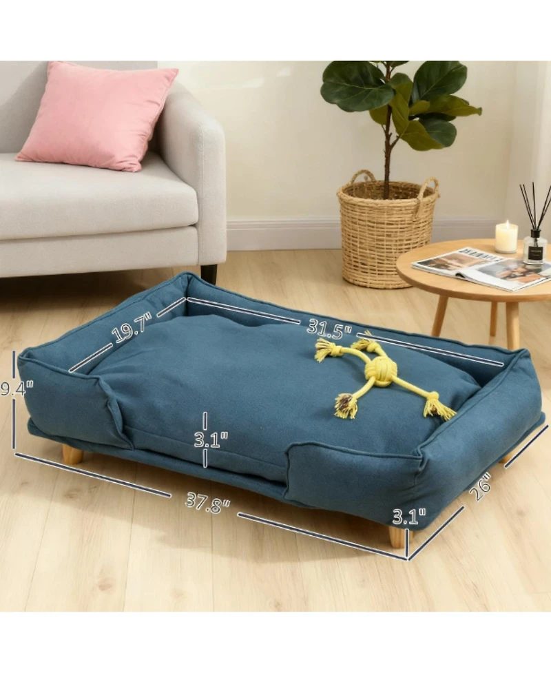 6thdruple Modern Pet Couch with Wood Legs and Cushion for Large Dogs