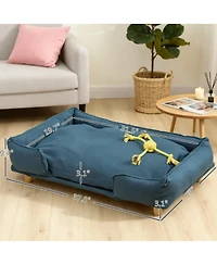 6thdruple Modern Pet Couch with Wood Legs and Cushion for Large Dogs