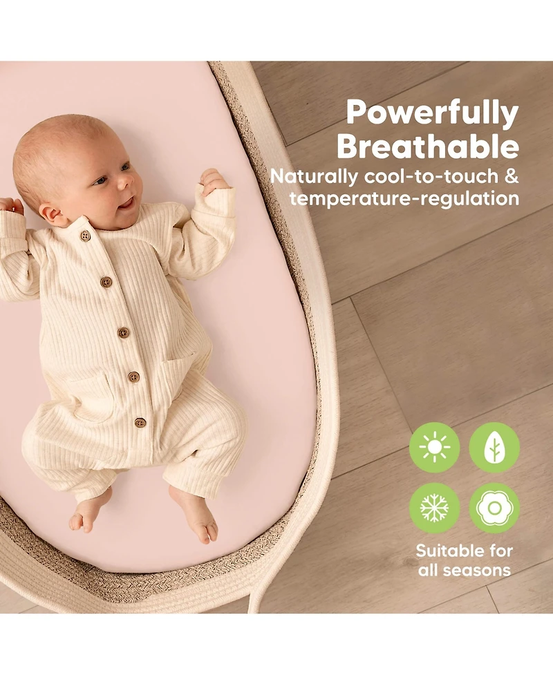 KeaBabies Bassinet Sheet for Baby Girls, Boys, 2-Pack Isla Fitted Sheets, Mattress Sheets