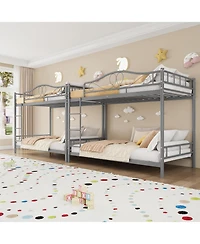 gaomon Metal Bunk Bed Twin Over Twin, Heavy Duty Bunkbeds Frame with Safety Guard Rails for Kids Boys GirlsSteel School, Bedroom Space-Saving,
