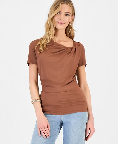 I.n.c. International Concepts Women's Asymmetric-Neck Top, Exclusively at Macy's