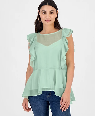 I.n.c. International Concepts Petite Ruffle-Sleeve Peplum Blouse, Macy's Exclusive