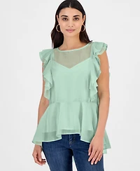 I.n.c. International Concepts Petite Ruffle-Sleeve Peplum Blouse, Macy's Exclusive