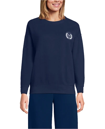 Lands' End Women's Relaxed Serious Sweats Long Sleeve Crewneck Sweatshirt