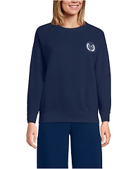 Lands' End Women's Relaxed Serious Sweats Long Sleeve Crewneck Sweatshirt