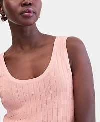 I.n.c. International Concepts Women's Crystal Embellished Pointelle Sweater Tank, Macy's Exclusive