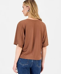 I.n.c. International Concepts Women's Silky Jersey Elbow-Sleeve T-Shirt, Macy's Exclusive
