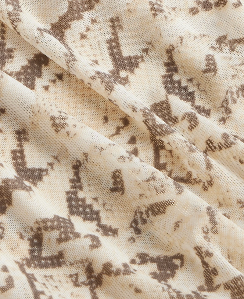 I.n.c. International Concepts Women's Printed High-Neck Ruched Mesh Tank, Macy's Exclusive