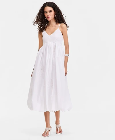 I.n.c. International Concepts Women's Embroidered Bubble-Hem Midi Dress, Macy's Exclusive