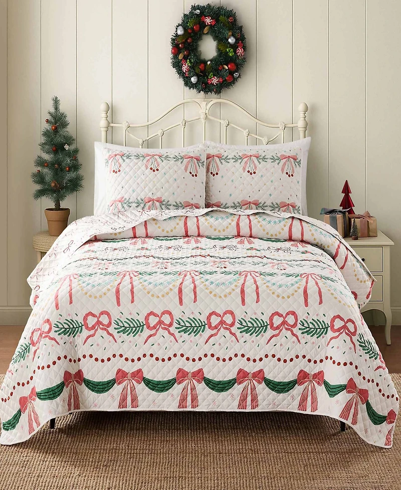 Avanti Bows Branches Reversible 3-Pc. Quilt Set, Full/Queen