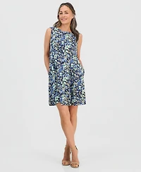 Connected Petite Floral Print Fit & Flare Dress