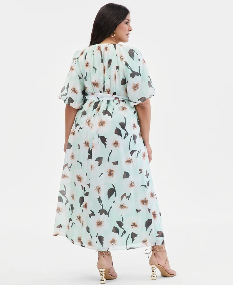 I.n.c. International Concepts Plus Puffed-Sleeve Maxi Dress, Macy's Exclusive
