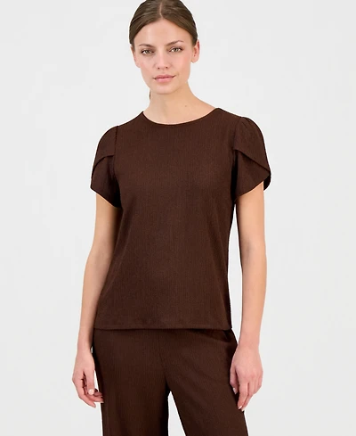 Anne Klein Essentials Petite Gathered Tulip-Sleeve Top