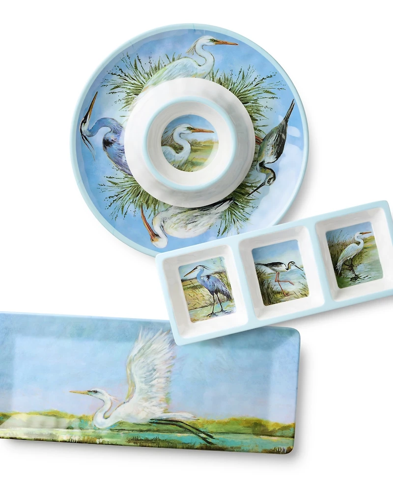 Certified International Coastal Birds Melamine 3-Pc. Hostess Set