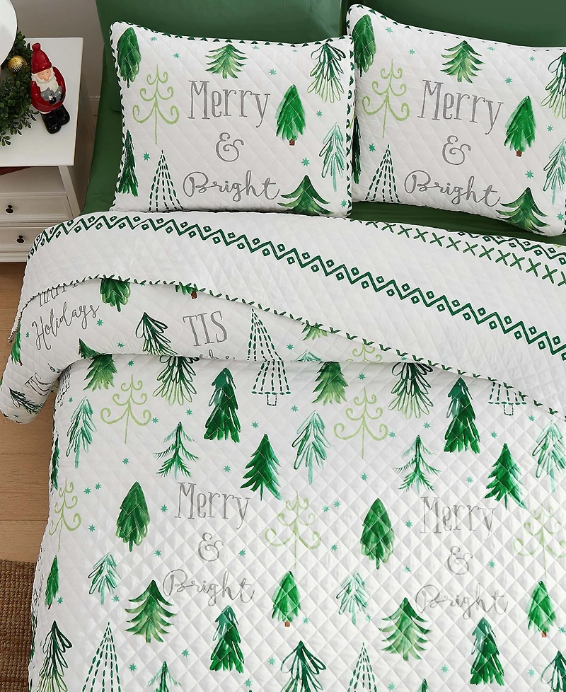 Avanti Christmas Trees Reversible -Pc. Quilt Set
